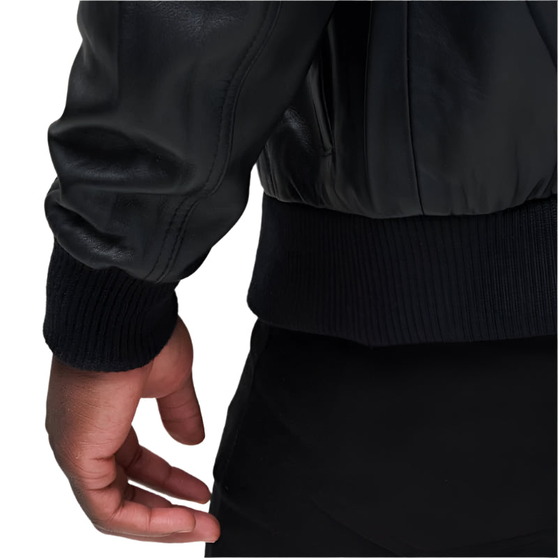 Men's Black Hooded Bomber Jacket With Removable Hoody