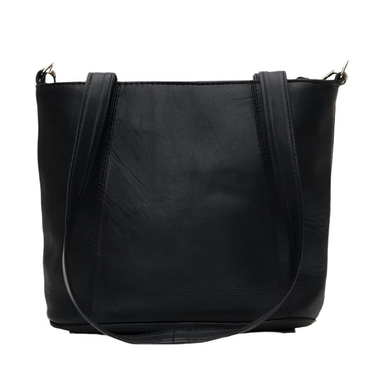 Genuine Leather women Medium Tote Bag- Black