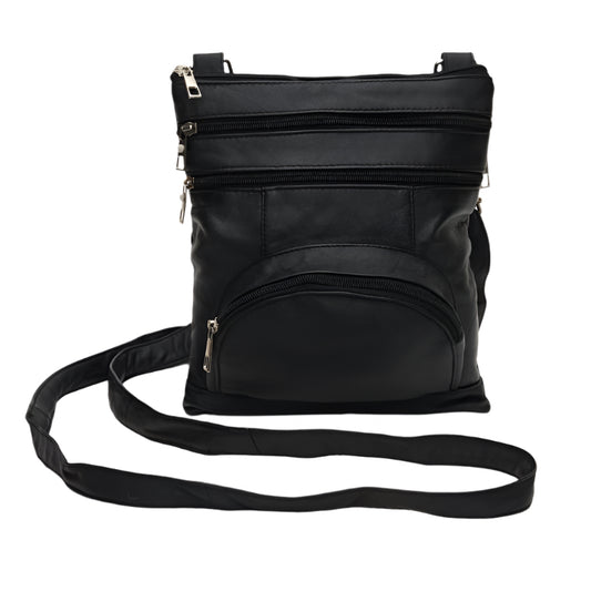 Genuine Leather  Women Essential Sling Bag- Black