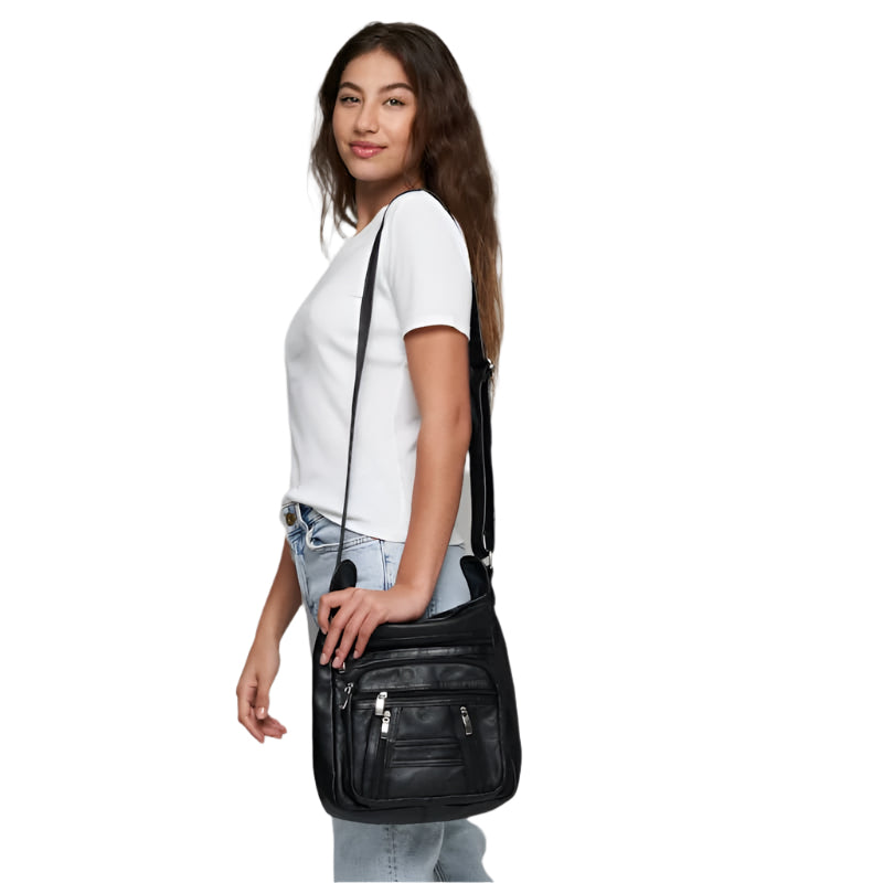 Women's Leather Black Cross Body Bag