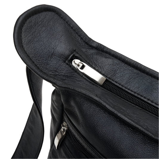 Women's Leather Black Cross Body Bag