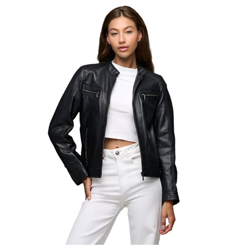 Women's Nube Classic Black Leather Jacket