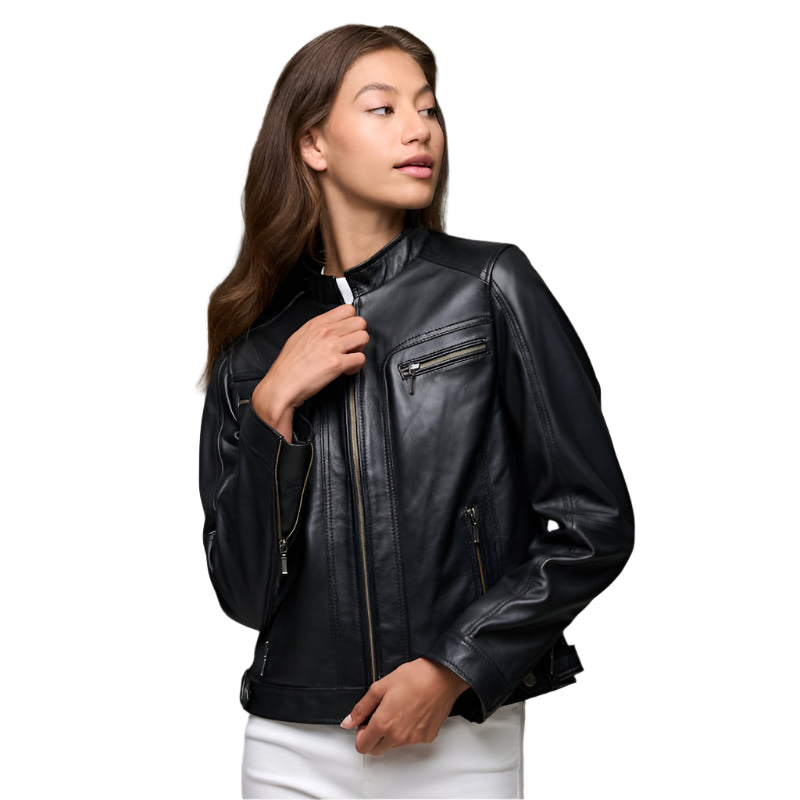 Women's Nube Classic Black Leather Jacket