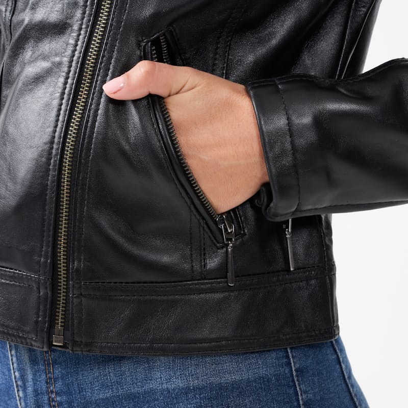 Luna Biker Black Leather Jacket