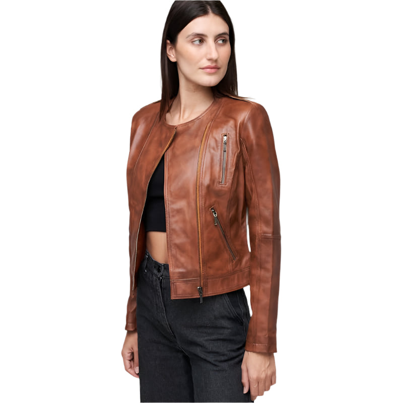 Luna Biker Waxed-BrownLeather Jacket