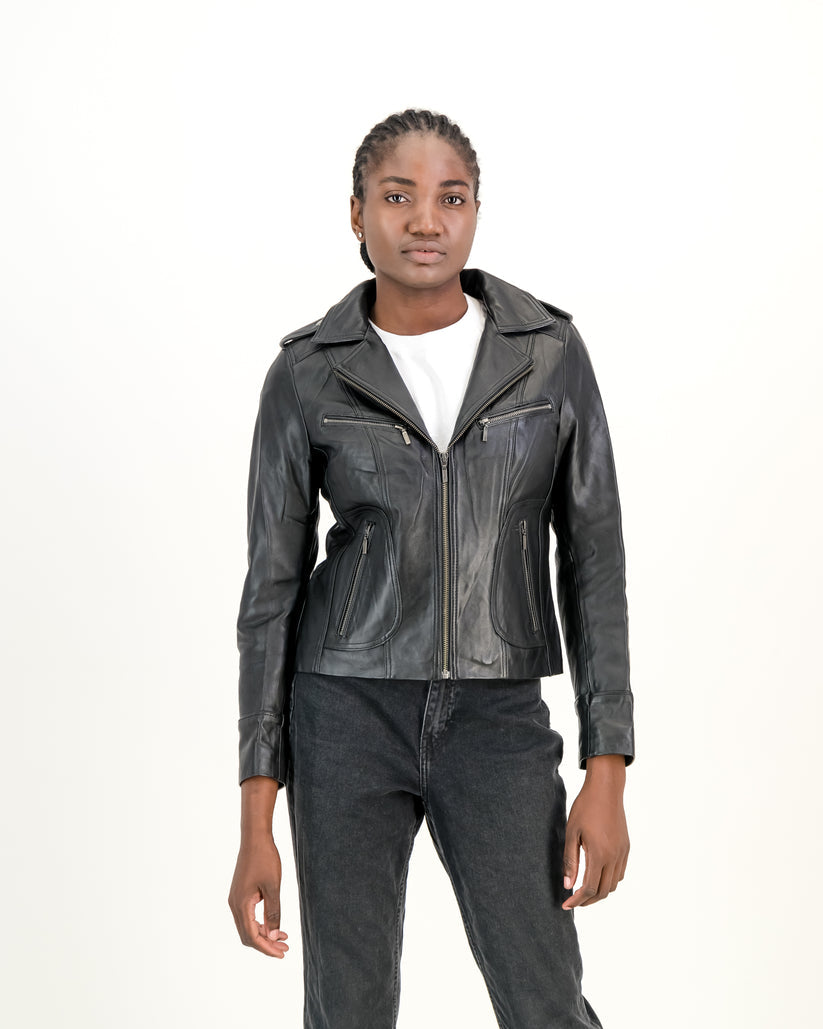 Supreme Leather Isabel Slim Fit 100% Nappa Black Leather Jacket