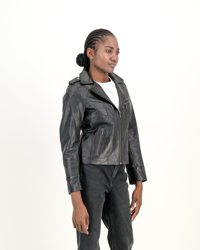 Supreme Leather Isabel Slim Fit 100% Nappa Black Leather Jacket