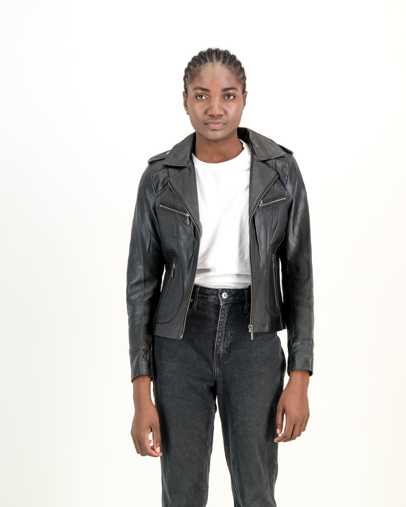 Supreme Leather Isabel Slim Fit 100% Nappa Black Leather Jacket