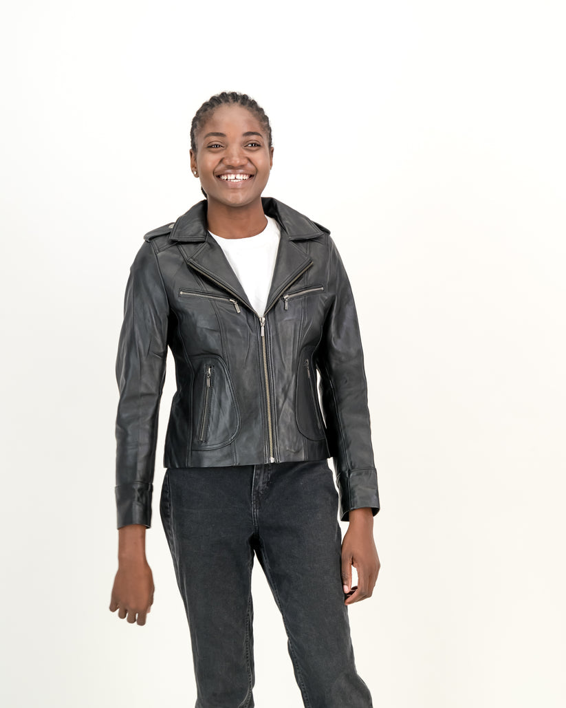 Supreme Leather Isabel Slim Fit 100% Nappa Black Leather Jacket