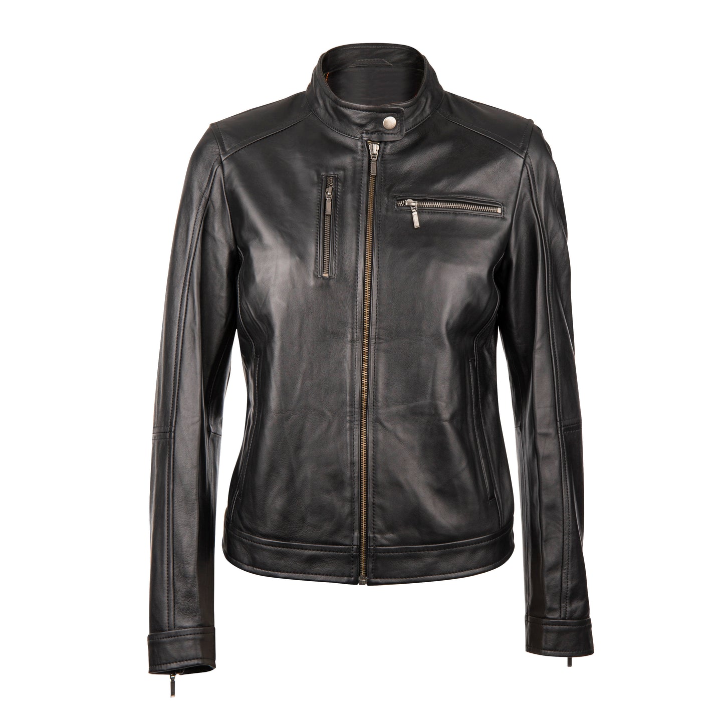 Women's "Sophia" Slim Fit Black Leather Jacket