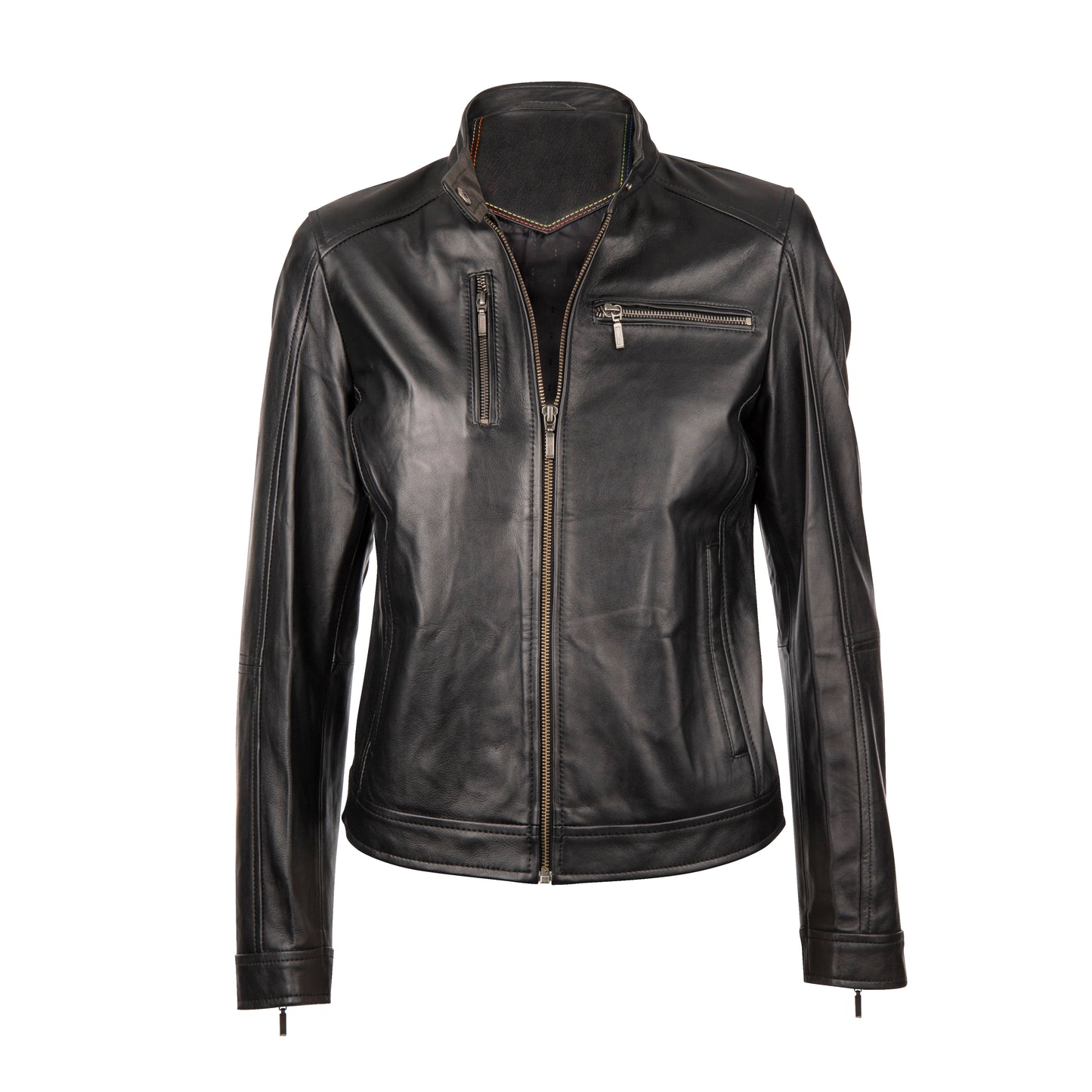 Women's "Sophia" Slim Fit Black Leather Jacket
