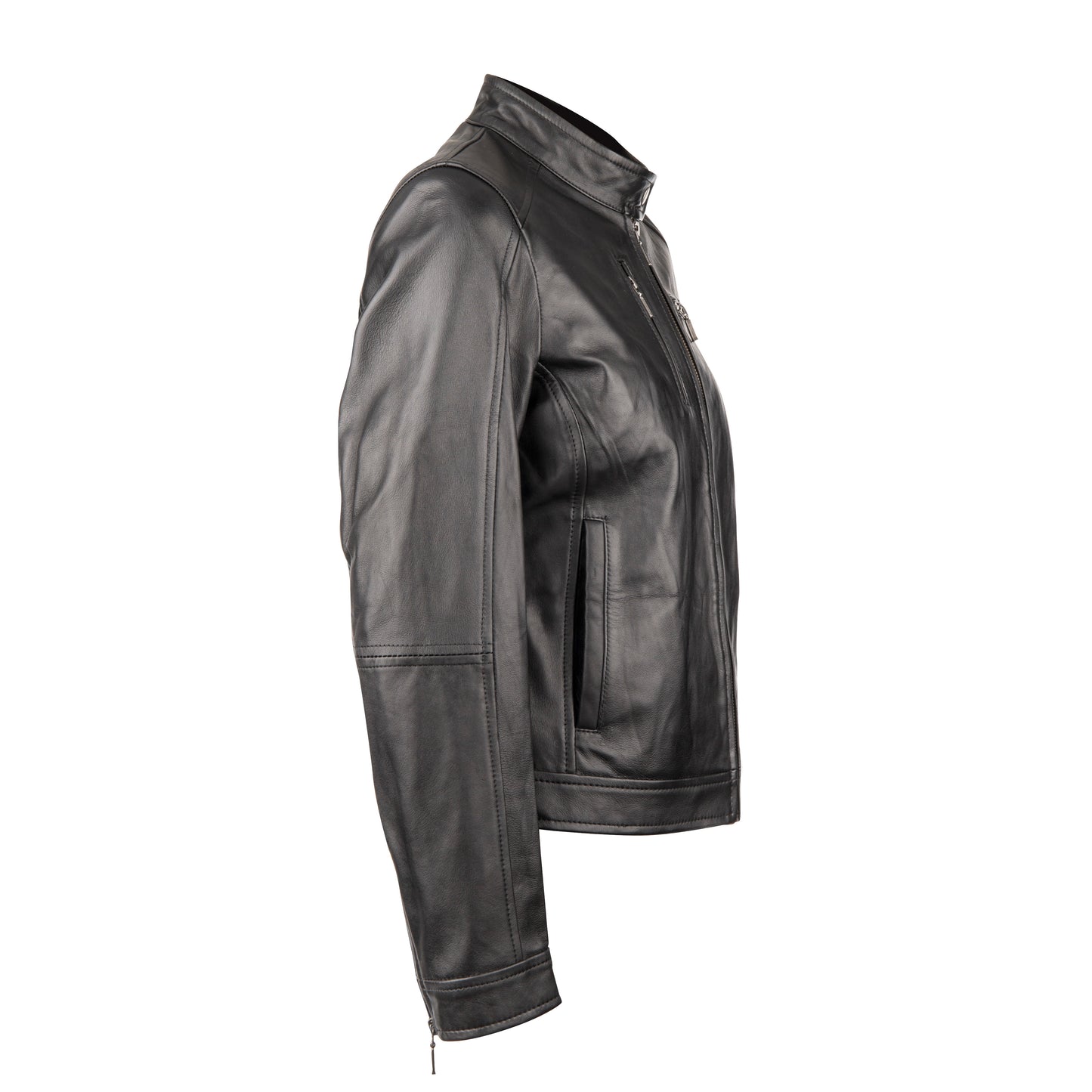 Women's "Sophia" Slim Fit Black Leather Jacket