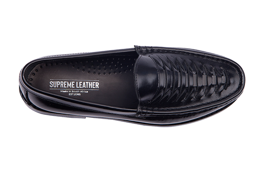 Supreme Leather Woven Leather Loafer – Black
