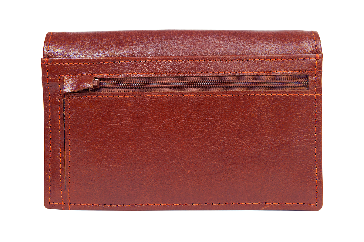 Women's Genuine Leather "OXFORD" Purse - Waxed-Brown