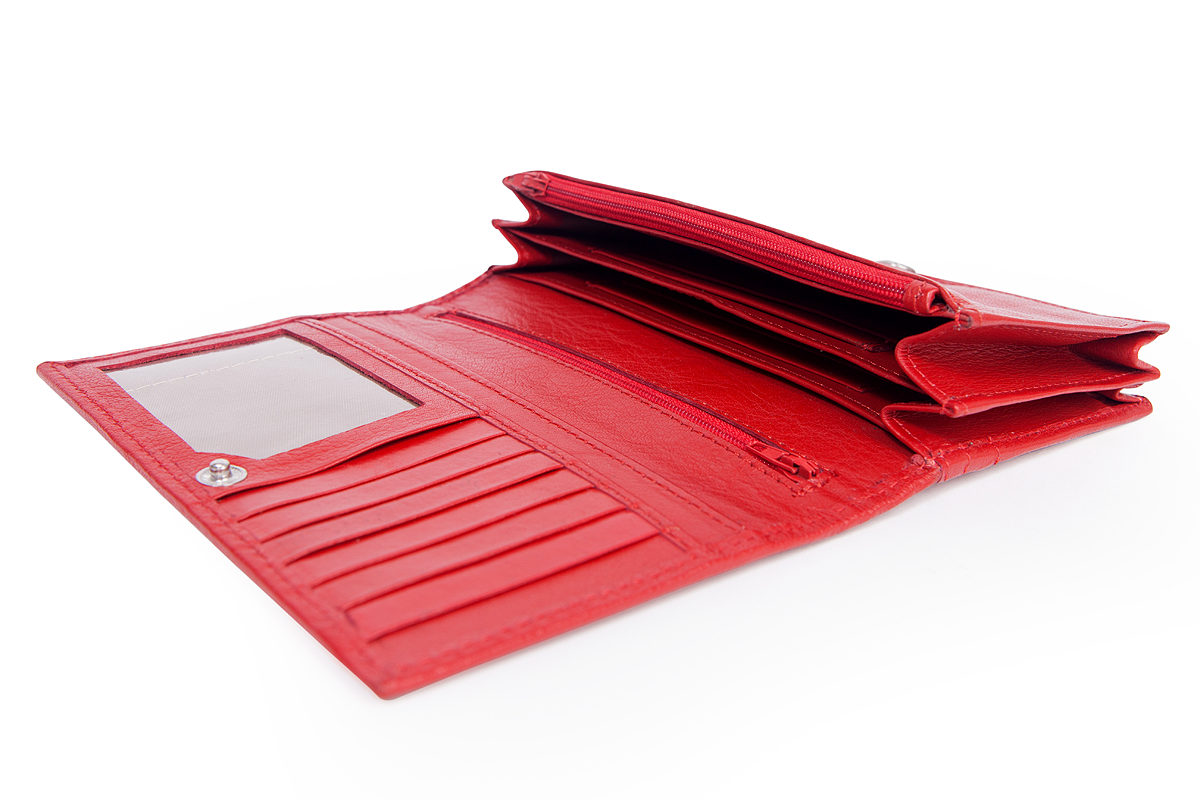 Women's Genuine Leather "OXFORD" Purse - Red