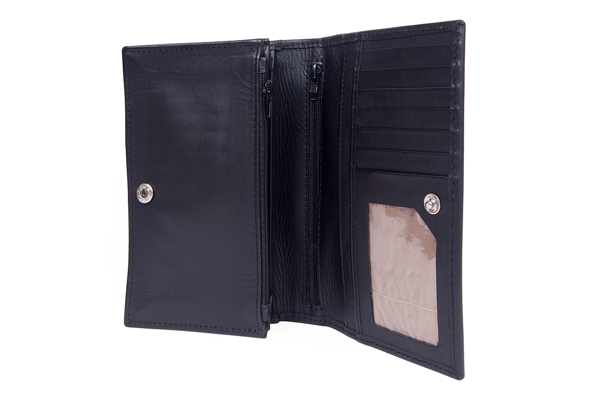 Women's Genuine Leather "OXFORD" Purse - Black