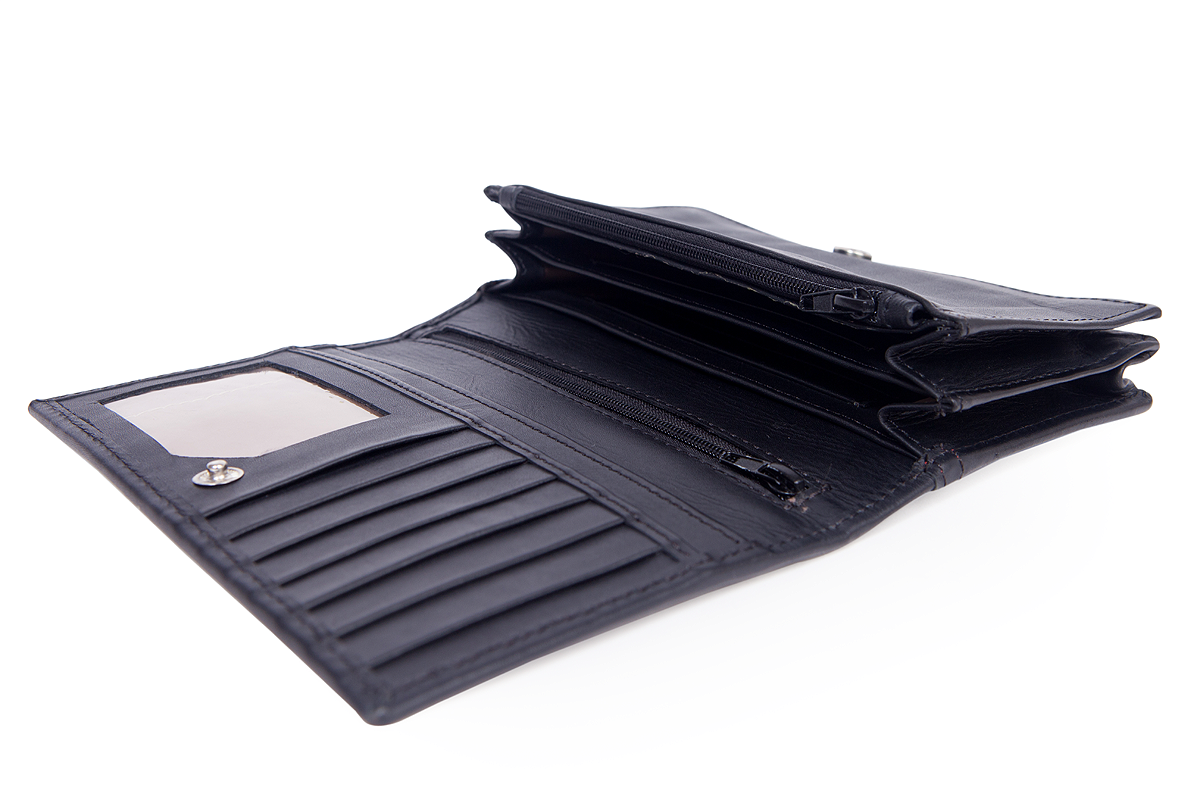 Women's Genuine Leather "OXFORD" Purse - Black