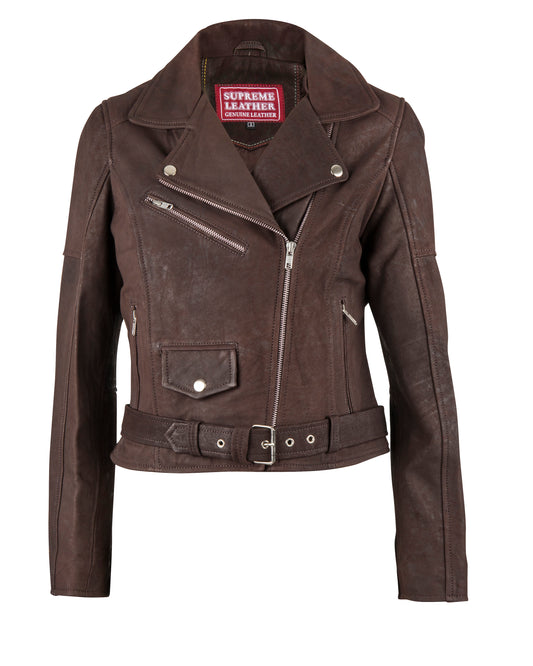 Supreme Leather Women's Donna Brown Snuff Leather Jacket