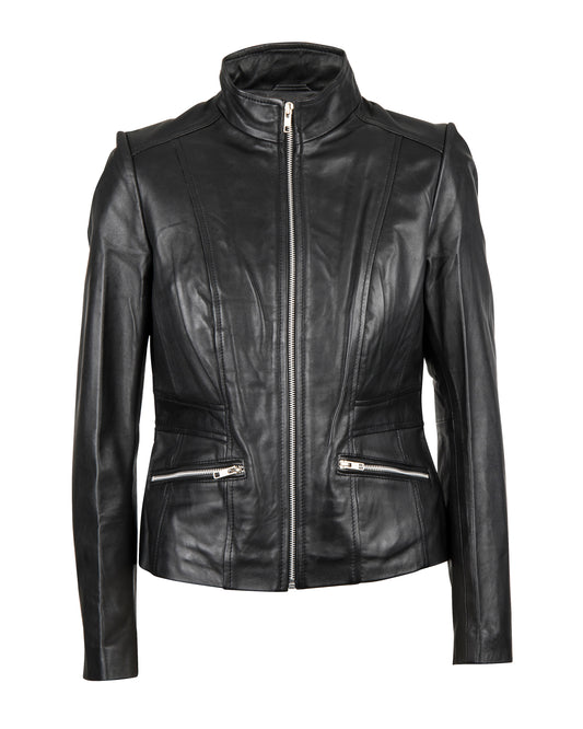 Women's Trinity Black 100% Nappa Leather Jacket