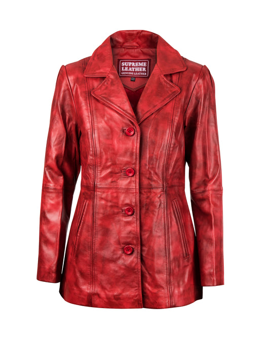 Women's Selena Long Coat  Ox-Waxed Leather Jacket
