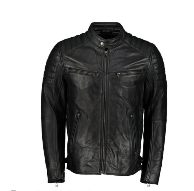 Men's Billy J Moto Biker Black Leather Jacket