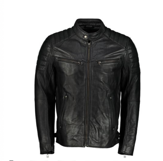 Men's Billy J Moto Biker Black Leather Jacket