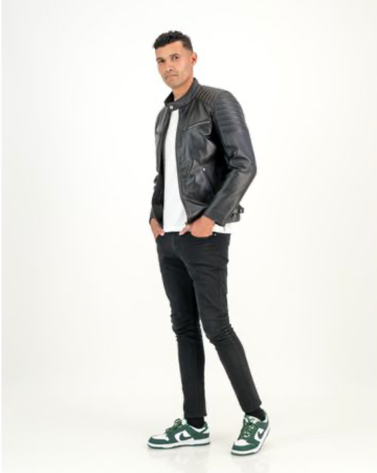 Men's Billy J Moto Biker Black Leather Jacket