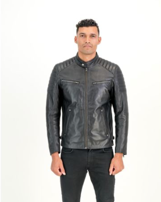 Men's Billy J Moto Biker Black Leather Jacket