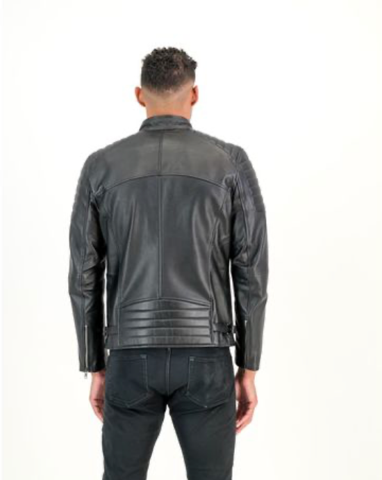 Men's Billy J Moto Biker Black Leather Jacket