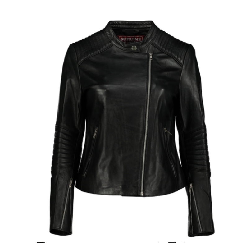 Zarah Ladies Moto-Collar Leather Jacket