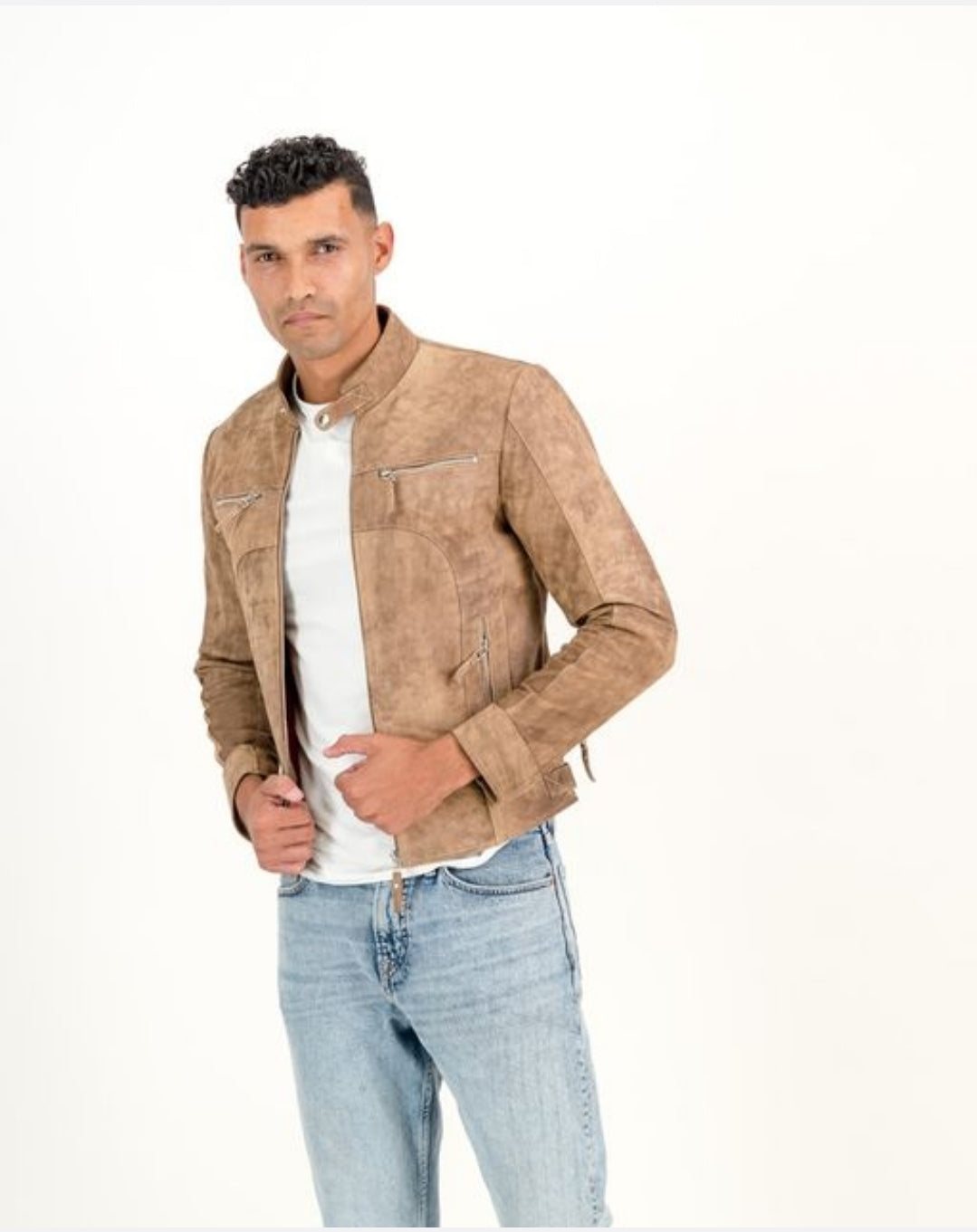 Men's Classic Slim Fit Rusty Snuff-Brown Leather Jacket