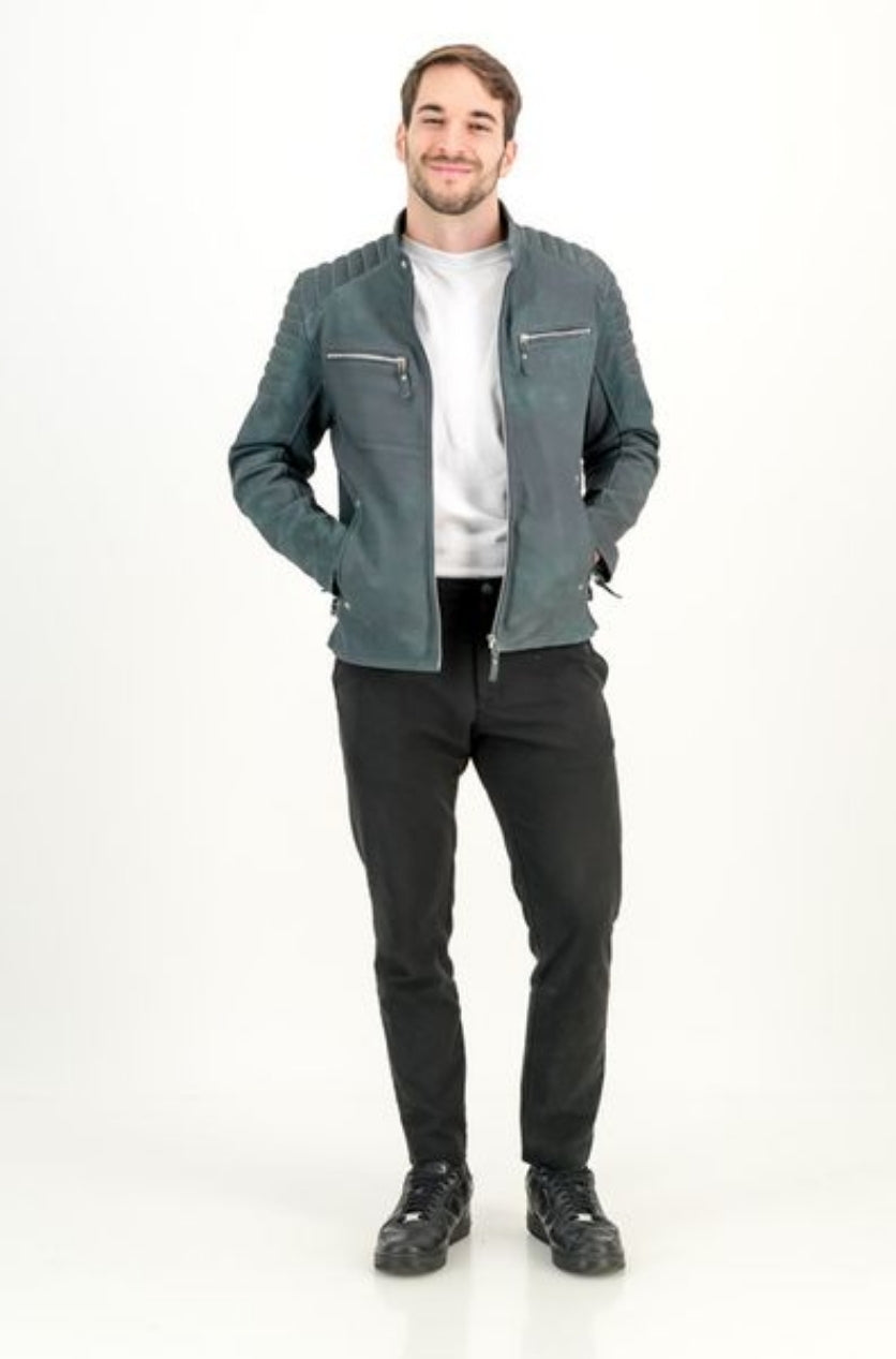 Men's Jhonny Olive-Snuff Leather Jacket