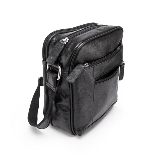 Supreme Leather Genuine Leather Unisex Messenger Bag - Black