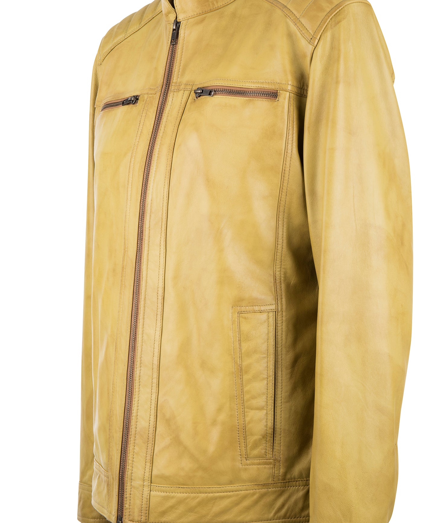 Men's Nube Slim Fit Mustard/Yellow Leather Jacket