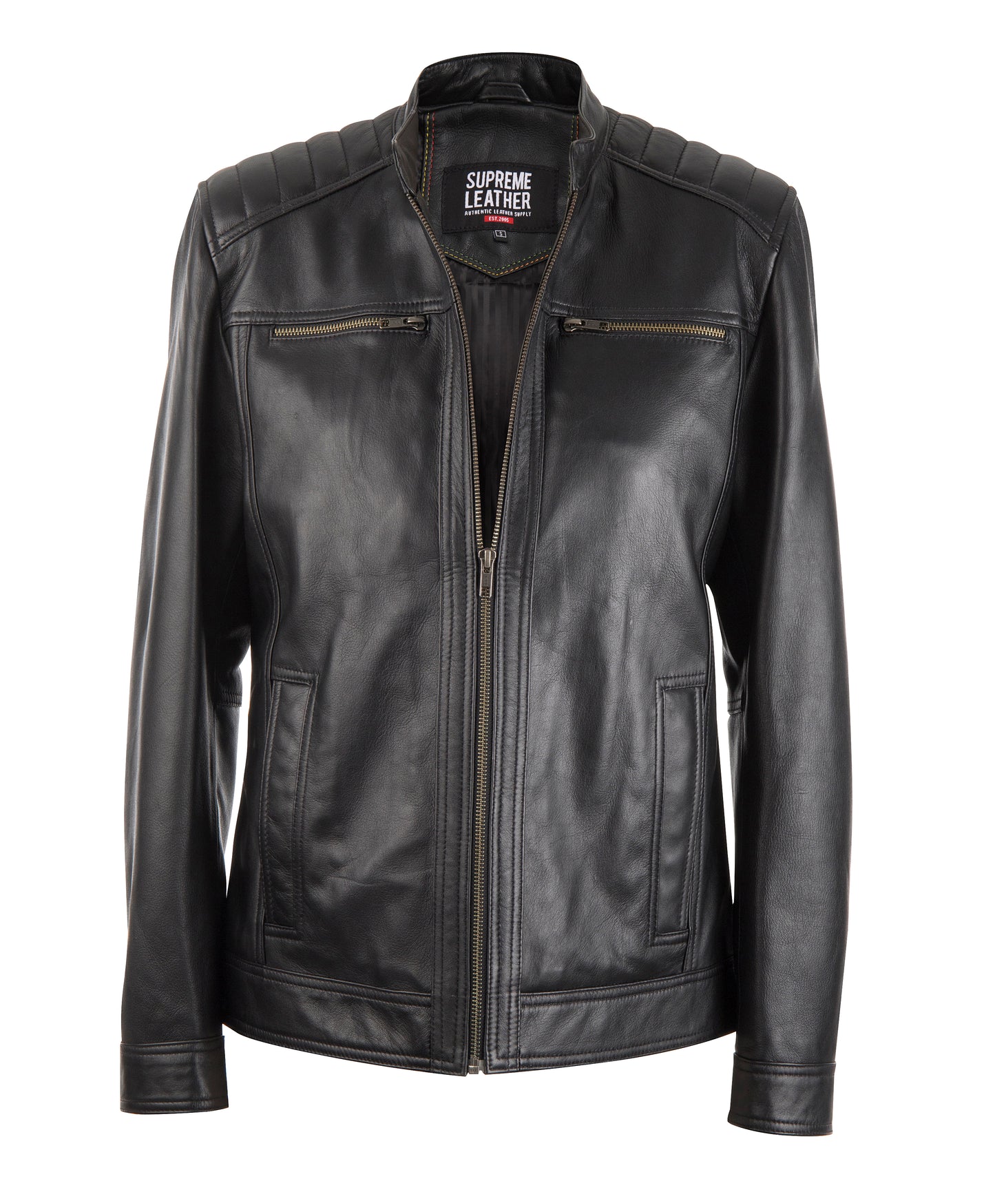 Men's Nube Slim Fit Black Leather Jacket