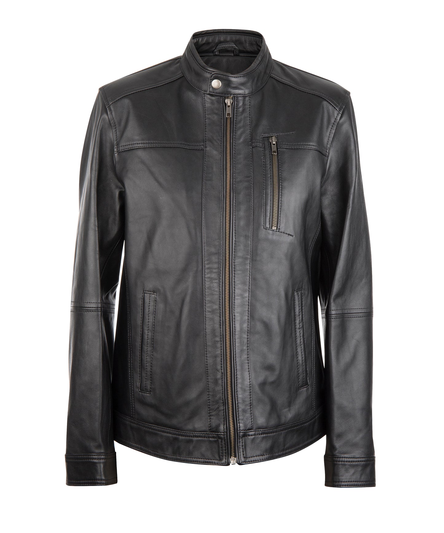 Men's "Jace" Classic Slim-Fit  Black Leather Jacket