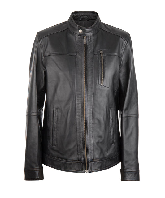 Men's "Jace" Classic Slim-Fit  Black Leather Jacket