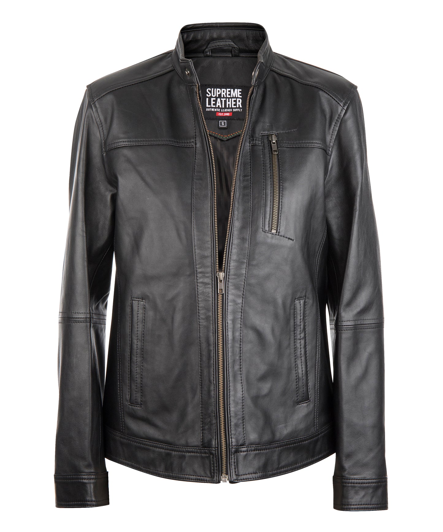 Men's "Jace" Classic Slim-Fit  Black Leather Jacket