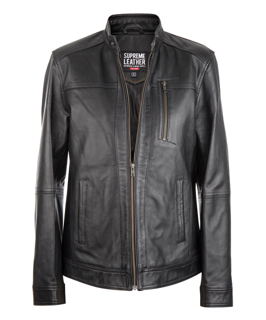 Men's "Jace" Classic Slim-Fit Black Leather Jacket