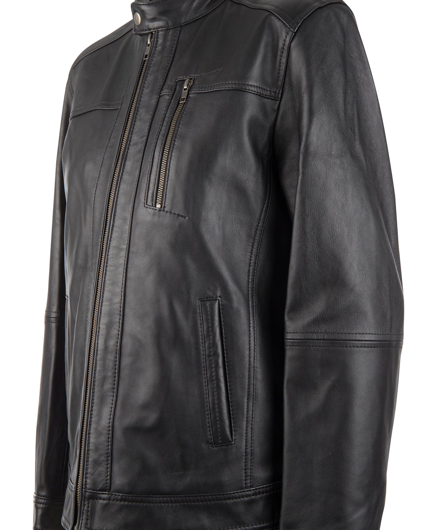 Men's "Jace" Classic Slim-Fit  Black Leather Jacket