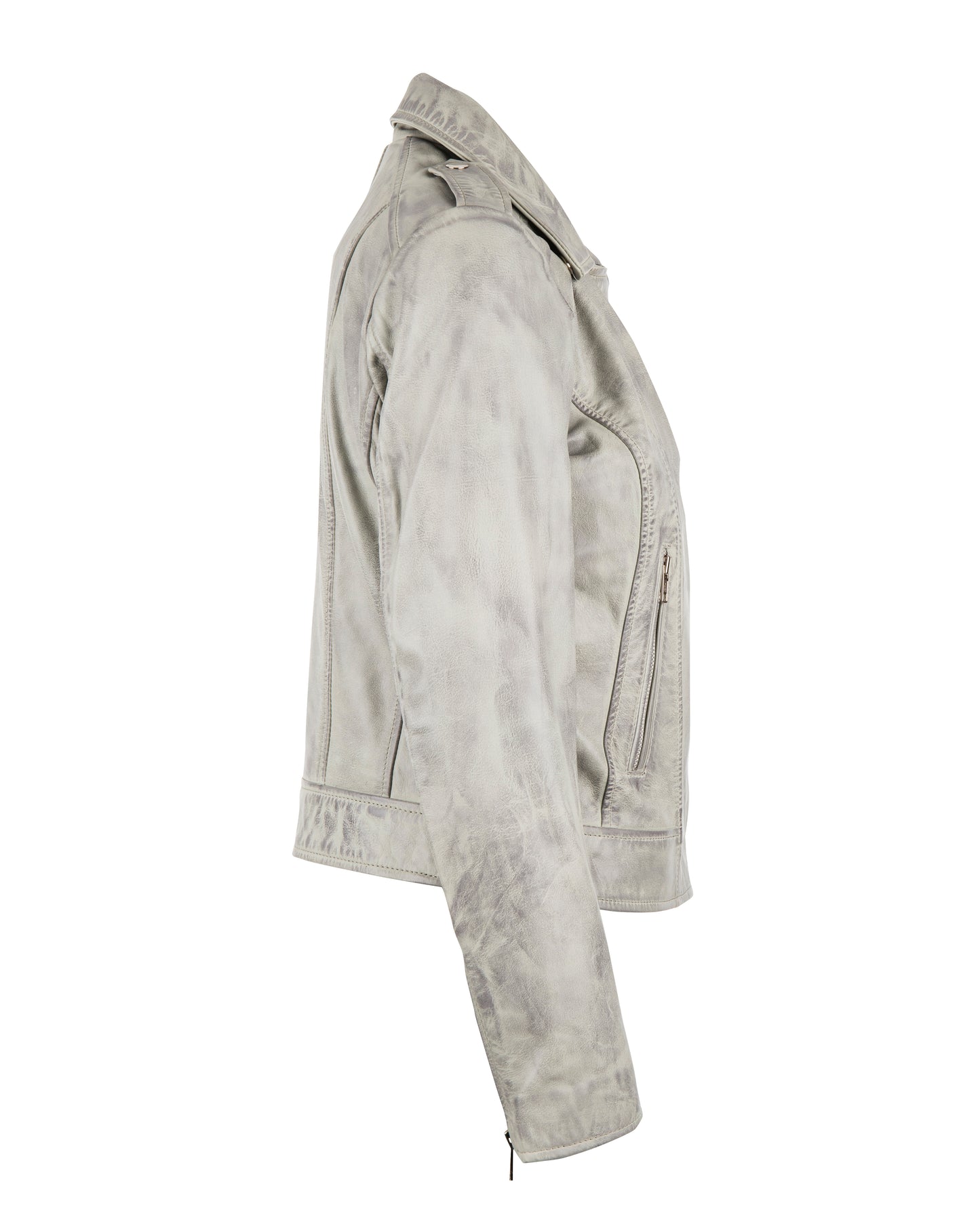 Women's Siciliana Biker Grey-Waxed Leather Jacket