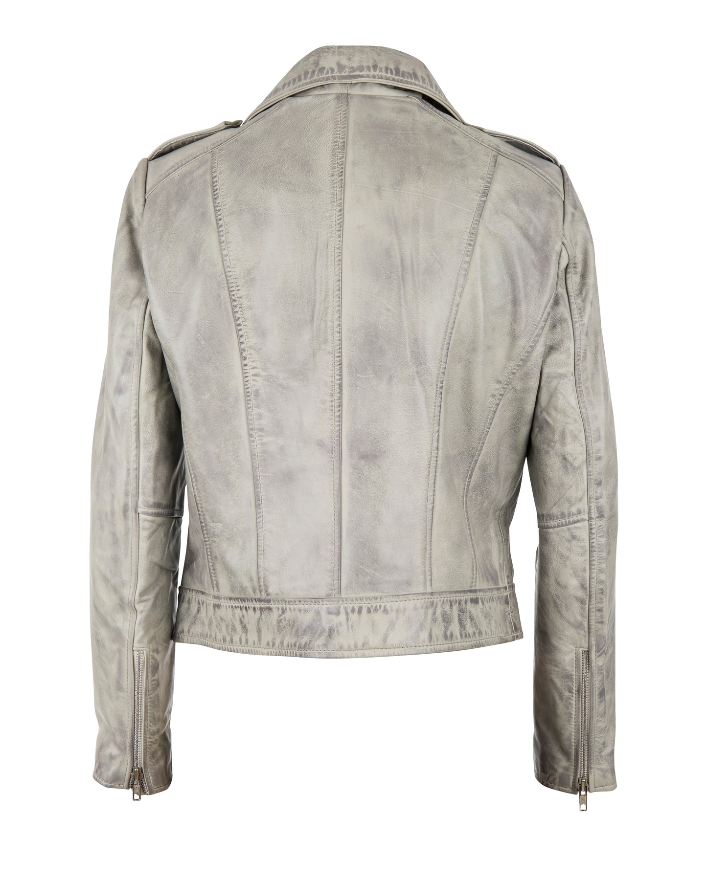 Women's Siciliana Biker Grey-Waxed Leather Jacket