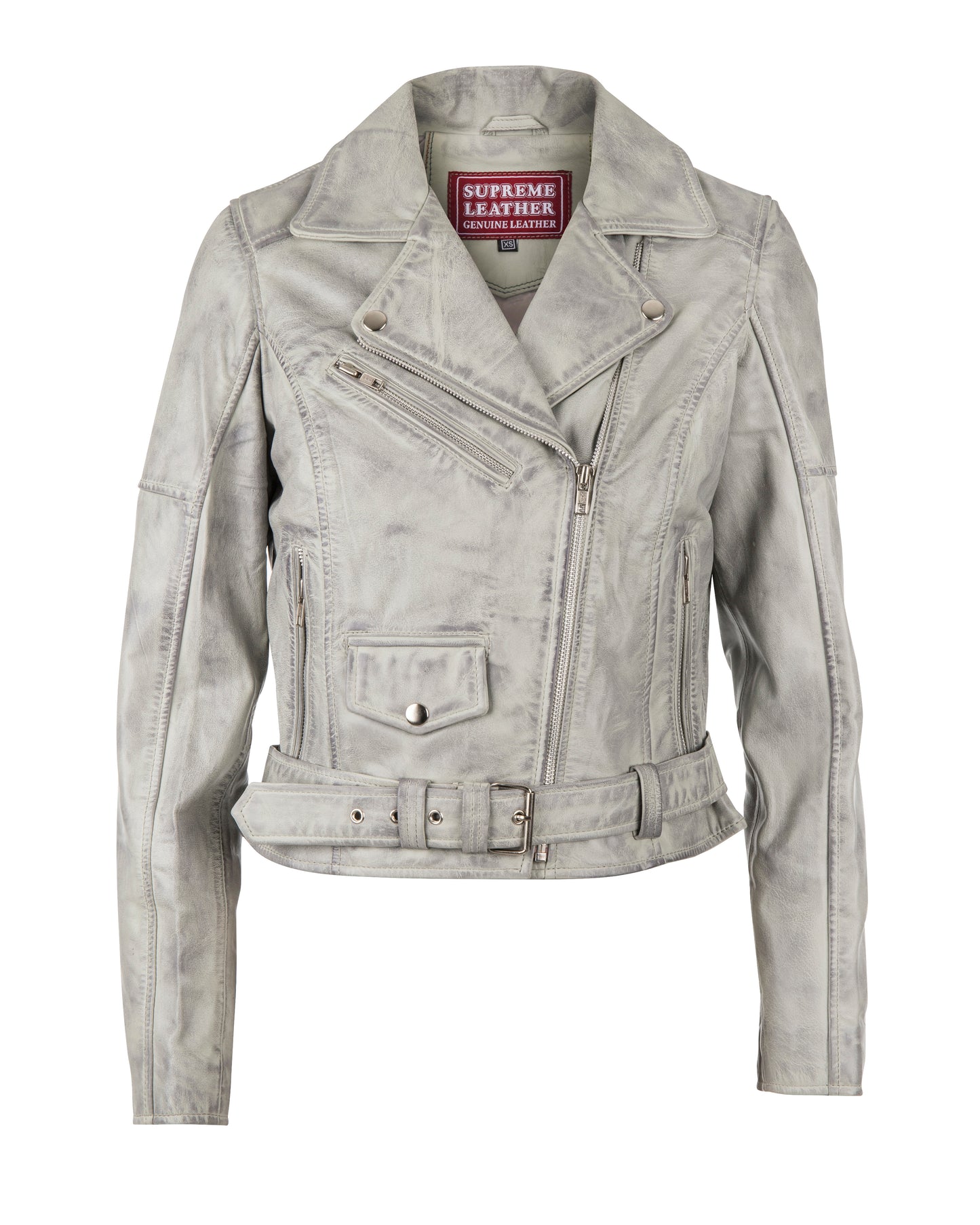 Women's Donna Grey - Wax Leather Biker Jacket