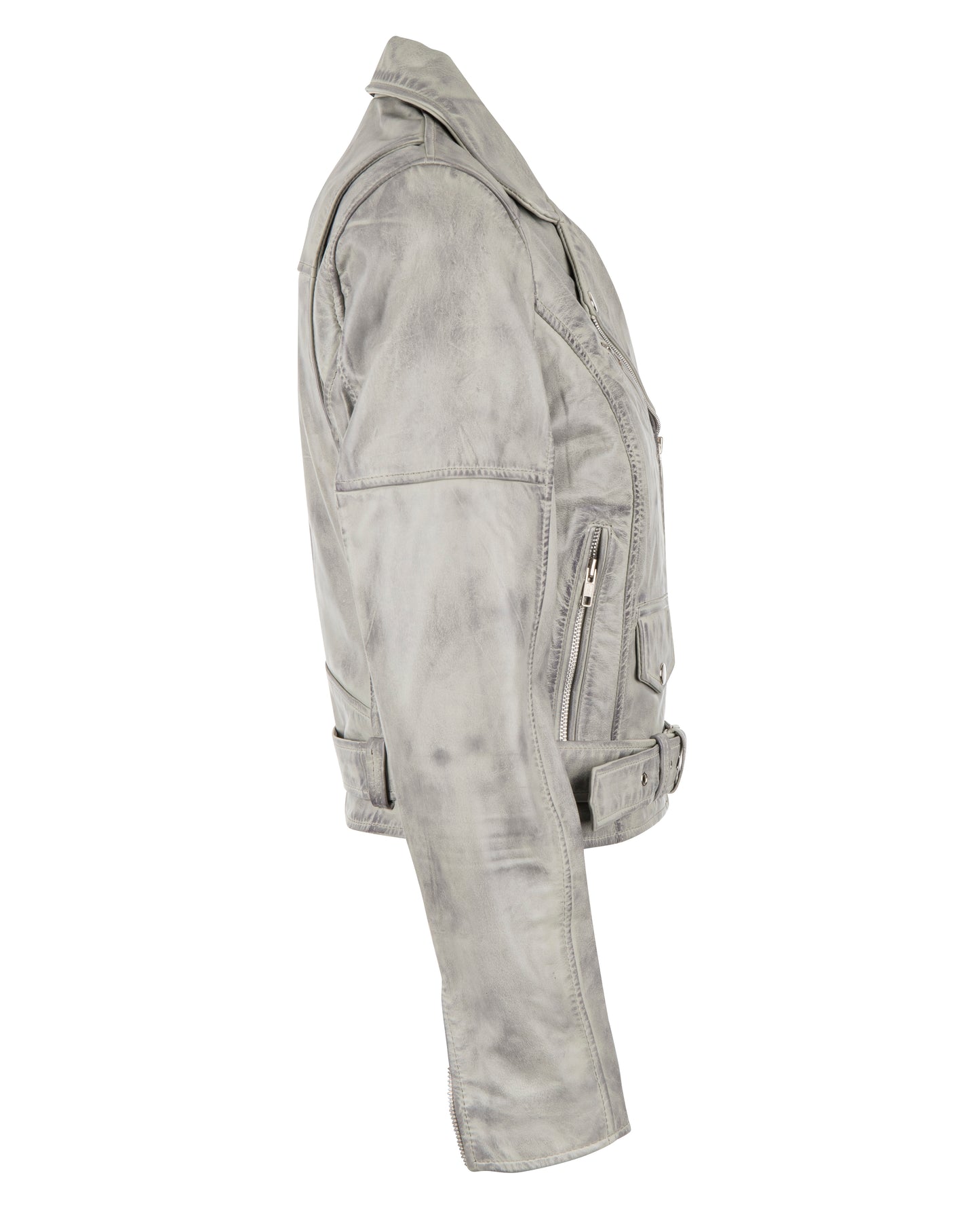 Women's Donna Grey - Wax Leather Biker Jacket