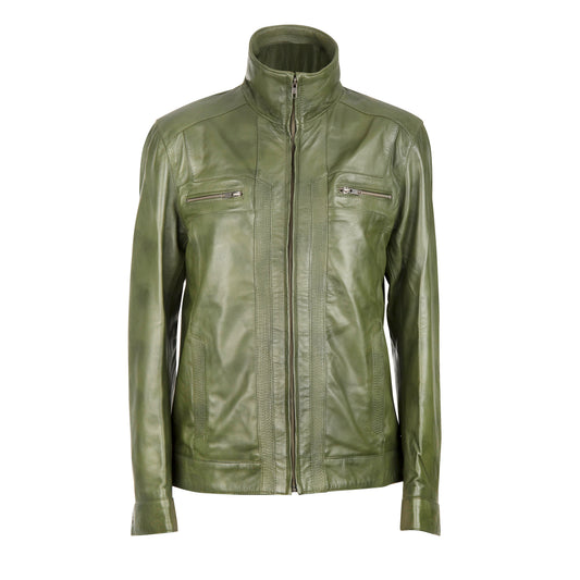 Men's Elite Classic Nappa Waxed-Green Leather Jacket