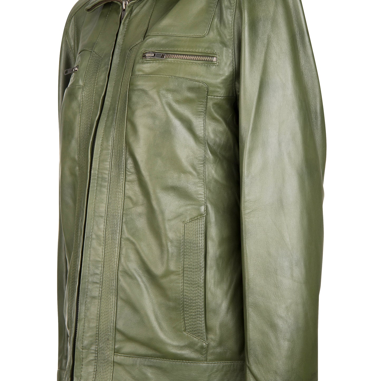 Men's Elite Classic Nappa Waxed-Green Leather Jacket