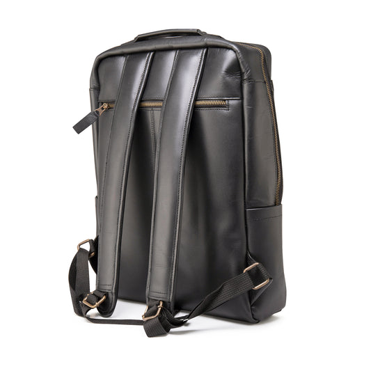 Suprem Leather Black Oxford Unisex Backpack-Black