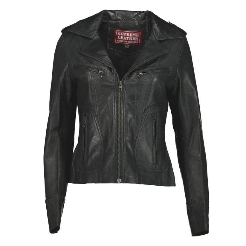 Supreme Leather Isabel Slim Fit 100% Nappa Black Leather Jacket