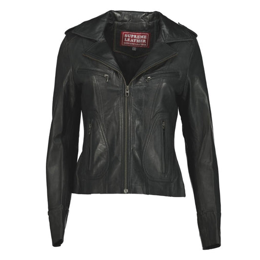 Supreme Leather Isabel Slim Fit 100% Nappa Black Leather Jacket