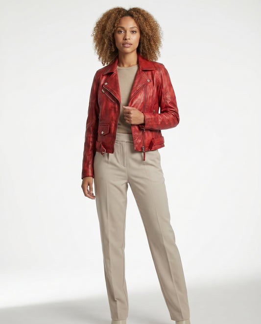 Women's Donna Ox - Waxed Leather Biker Jacket